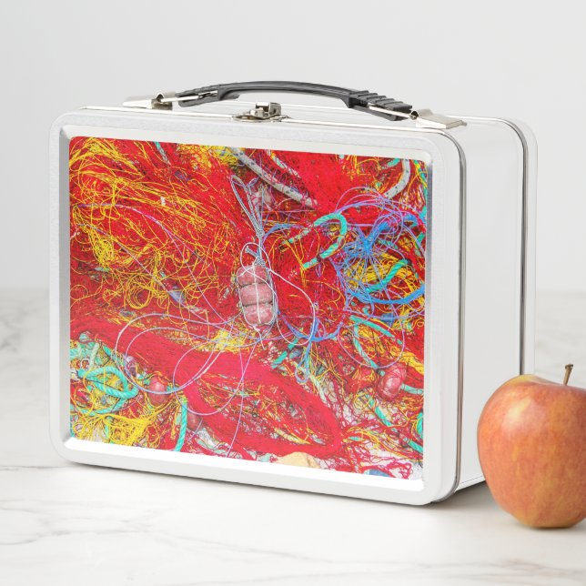 Colourful fishing nets metal lunch box (In Situ)