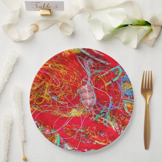 Colourful fishing nets paper plate (Wedding)