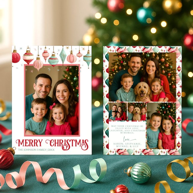 Colourful Five Photo Merry Christmas Holiday Card (Creator Uploaded)