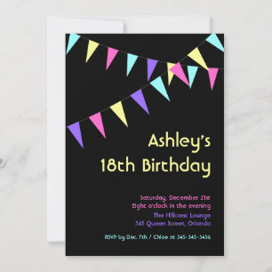 Colourful Flags 18th Birthday Invitation