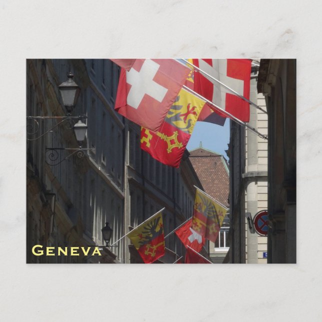 Colourful Flags in Geneva, Switzerland Postcard (Front)
