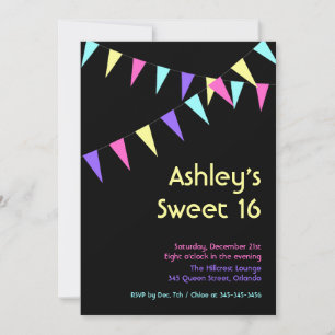 Colourful Flags Sweet 16 Invitation