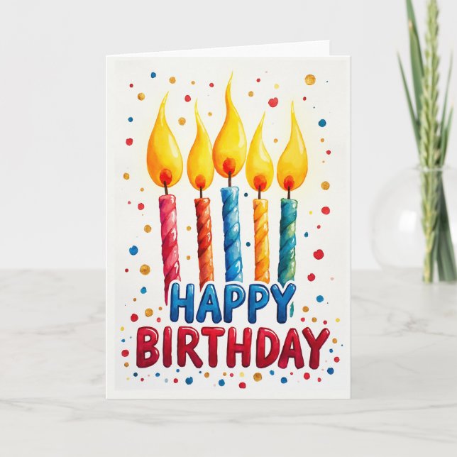 Colourful Flame Birthday Card (Front)