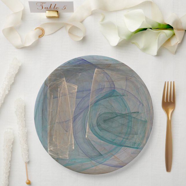 Colourful Flame Fractal Paper Plate (Wedding)