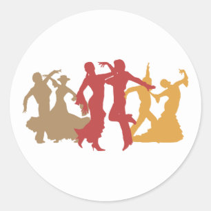 Colourful Flamenco Dancers Classic Round Sticker