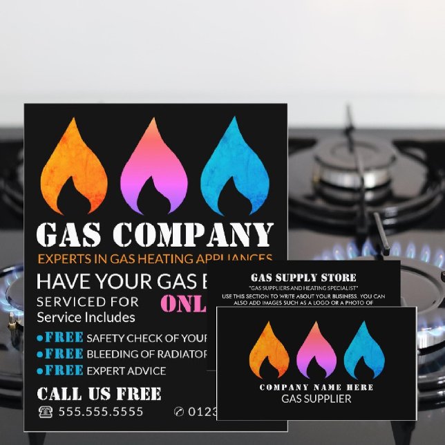 Colourful Flames, Gas Engineer & Supplier Business Card (Creator Uploaded)
