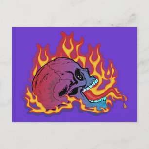 Colourful Flaming Skull Postcard