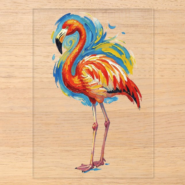 Colourful Flamingo Abstract Brushstroke Bird Art Acrylic Invitations (Front)