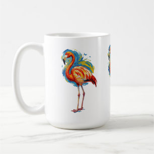 Colourful Flamingo Abstract Brushstroke Bird Art Coffee Mug