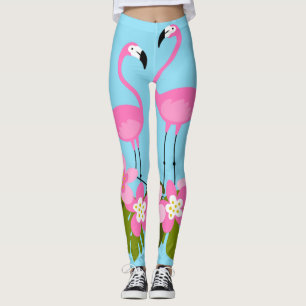 Colourful Flamingo Flower Leggings