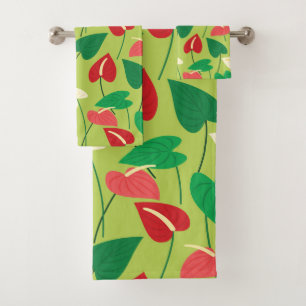 Colourful flamingo flowers pattern bath towel set