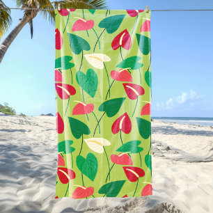 Colourful flamingo flowers pattern beach towel