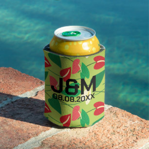 Colourful flamingo flowers pattern can cooler