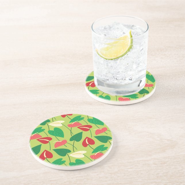 Colourful flamingo flowers pattern coaster (Side)