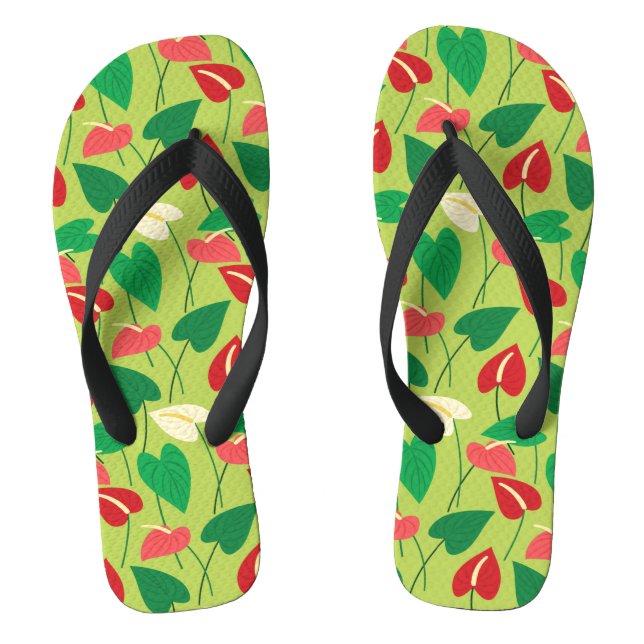Colourful flamingo flowers pattern flip flops (Footbed)