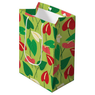 Colourful flamingo flowers pattern medium gift bag