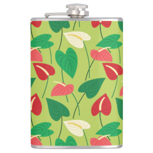 Colourful flamingo flowers pattern pillar candle hip flask
