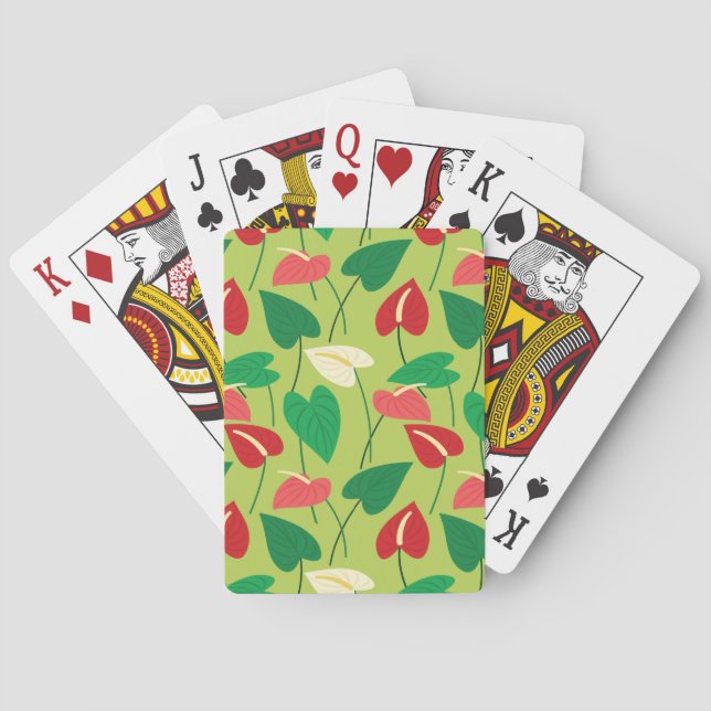 Colourful flamingo flowers pattern playing cards (Back)