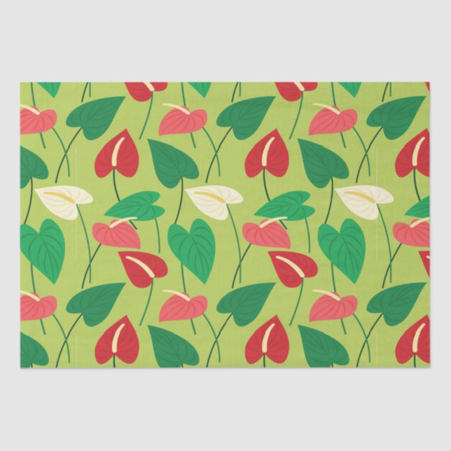 Colourful flamingo flowers pattern tissue paper (Front)