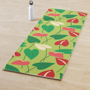 Colourful flamingo flowers pattern yoga mat