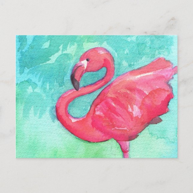 Colourful flamingo Painting Post Card (Front)