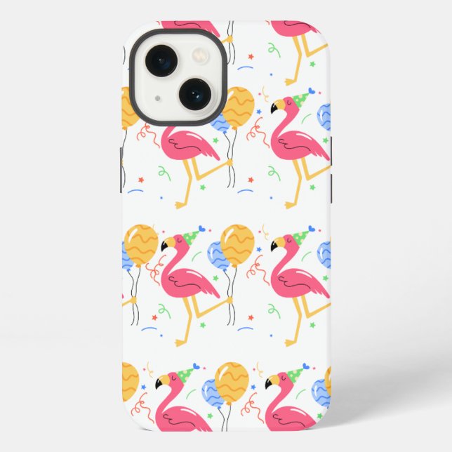 Colourful Flamingo Party Pattern Phone Wallpape iPhone Case (Back)