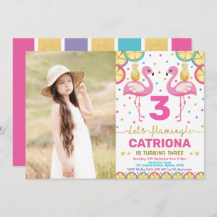 Colourful Flamingo Party Tropical Luau Birthday Invitation