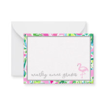 Colourful Flamingo Personalised Note Cards