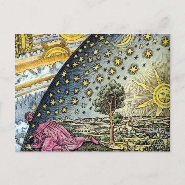 Colourful Flammarion Engraving The Sun and the Sta Postcard (Front)