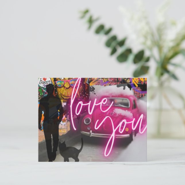 Colourful Flat Card Graffiti Love you Photo Text (Standing Front)