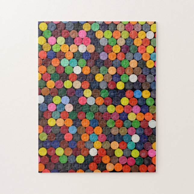 Colourful flat end of crayons abstract jigsaw puzzle (Vertical)