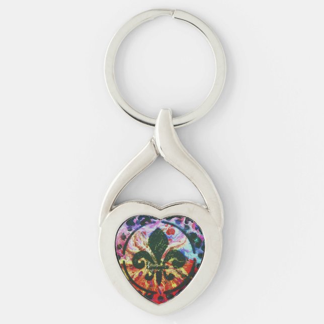 Colourful Fleur-de-lis keychain (Front)