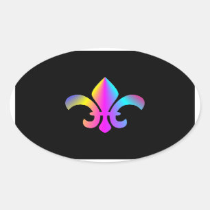 Colourful Fleur de Lis Oval Sticker
