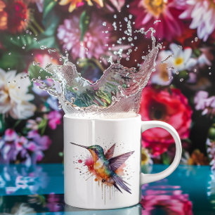 Colourful Flight, watercolor hummingbird  Coffee Mug