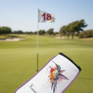 Colourful Flight, watercolor hummingbird custom Golf Head Cover