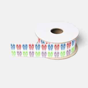 Colourful Flip Flop Pattern Ribbon Grosgrain Ribbon