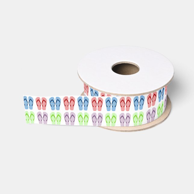 Colourful Flip Flop Pattern Ribbon Grosgrain Ribbon (Spool)