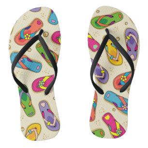 Colourful flip flop printed sandals