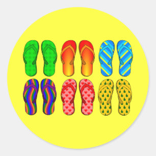 Colourful Flip Flops Classic Round Sticker