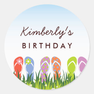 Colourful Flip Flops Fun In The Sun Birthday Party Classic Round Sticker