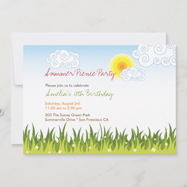 Colourful Flip Flops Fun In The Sun Birthday Party Invitation (Front)