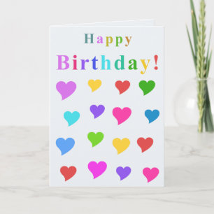 Colourful Flirty Hearts and Happy Birthday Card
