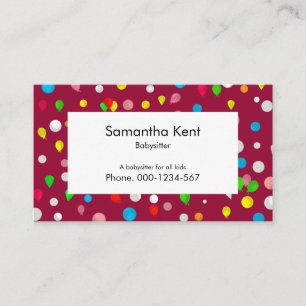 Colourful Floating Balloons Babysitter Business Card