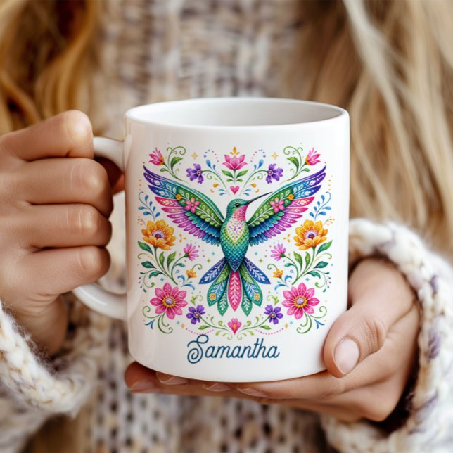 Colourful Flok Art Hummingbird Coffee Mug (Creator Uploaded)