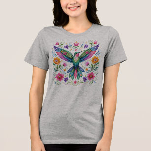 Colourful Flok Art Hummingbird Tri-Blend Shirt