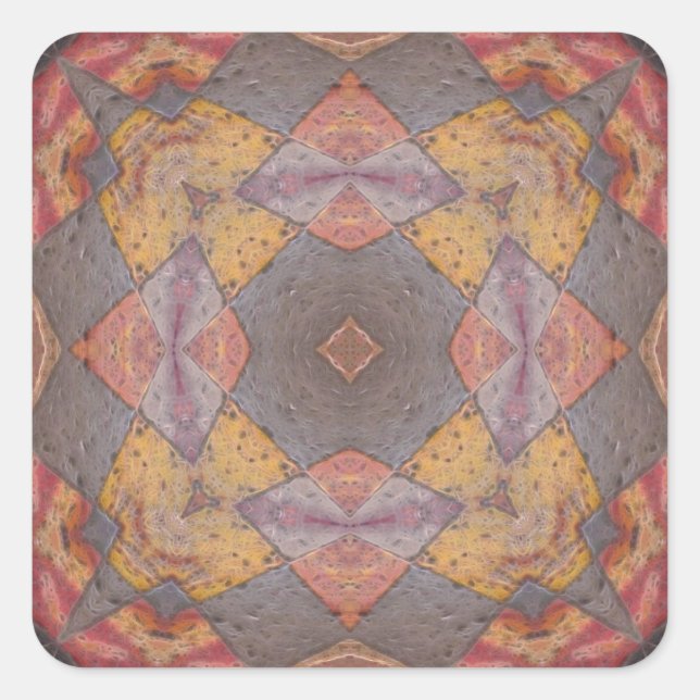 Colourful Floor Tiles Kaleidoscope 8 Square Sticker (Front)