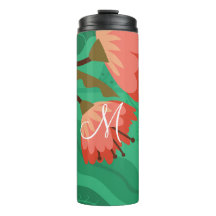 Colourful Flora and Foliage Red on Green