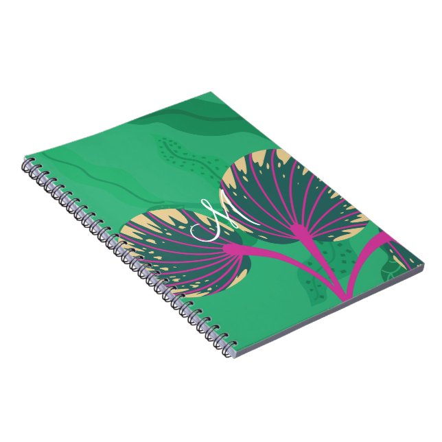Colourful Flora and Foliage with Purple on Green Notebook (Right Side)