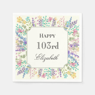 Colourful Floral 103rd Birthday Napkin