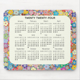 Colourful Floral 2024 Calendar Mousepad